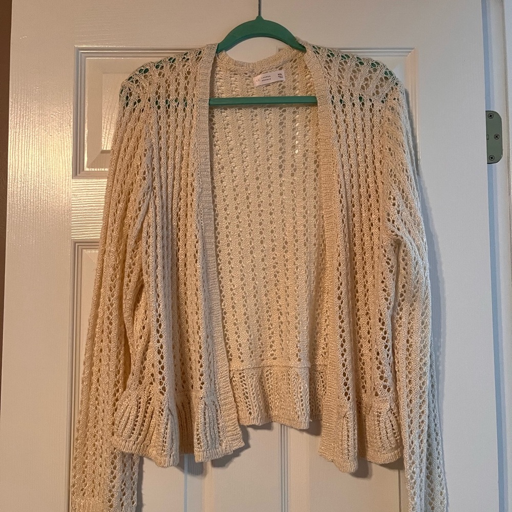 LC Lauren Conrad Cream Open-Knit Cardigan